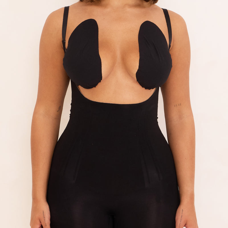 360Sculpt™- Open bust Bodysuit-BLACK