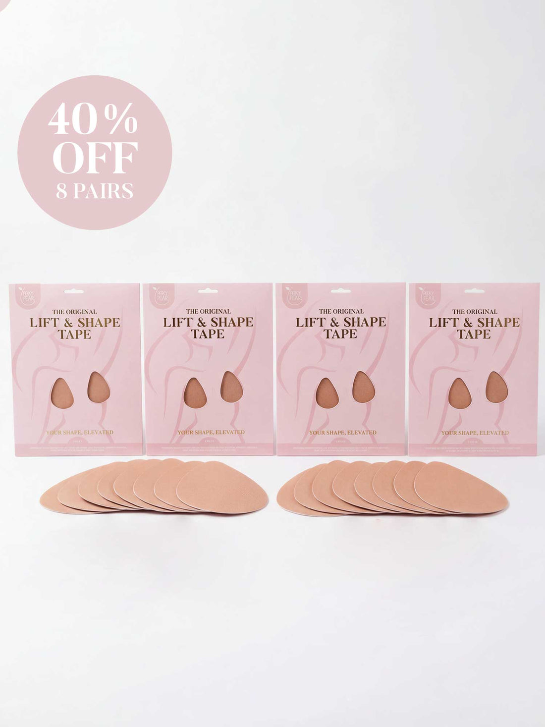 Original Lift &amp; Shape Pear® Tape-QUAD Pack Savings Bundle-BEIGE (8 PAIRS)