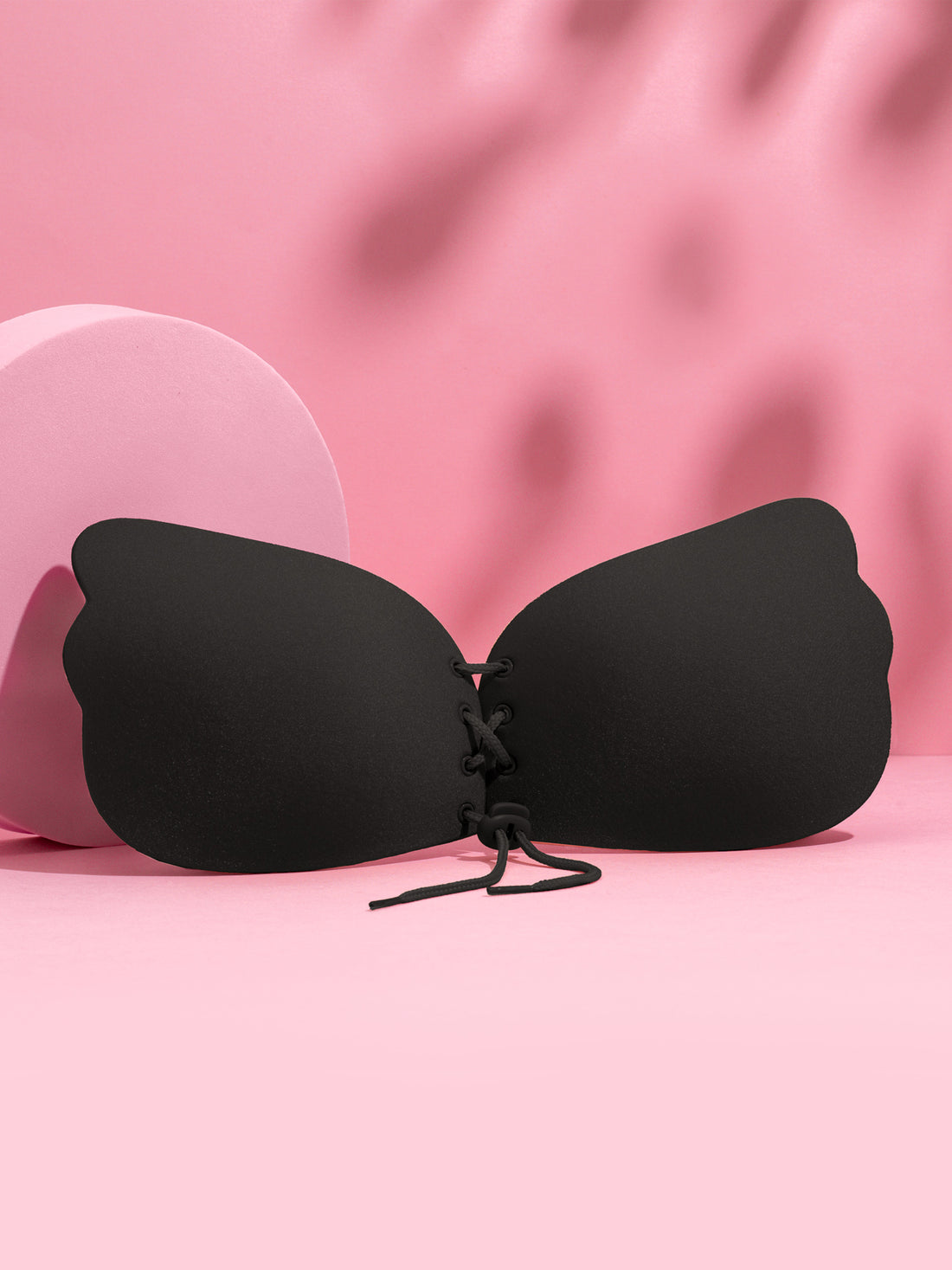 Adhesive Drawstring Push Up Bra-Black